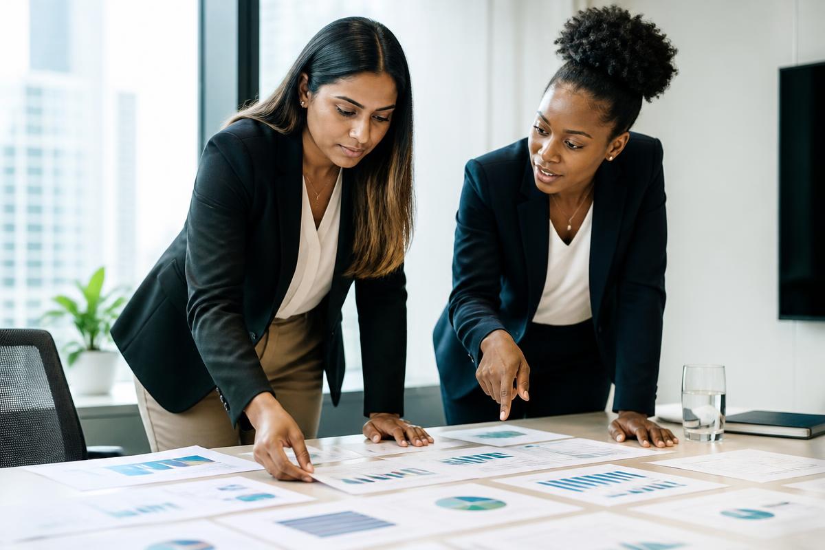 Caribbean professionals at work on competitor analysis for UNVEIL