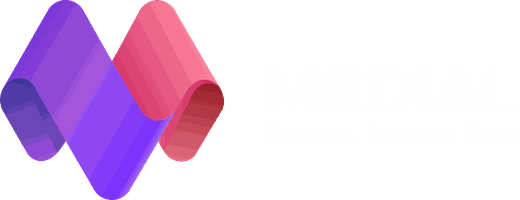 MEDIAL logo — geometric M mark with the line Connect. Convert. Grow
