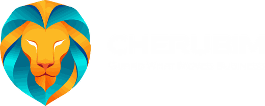 CHERUBIM logo — lion shield mark with the line Guard What Moves Business