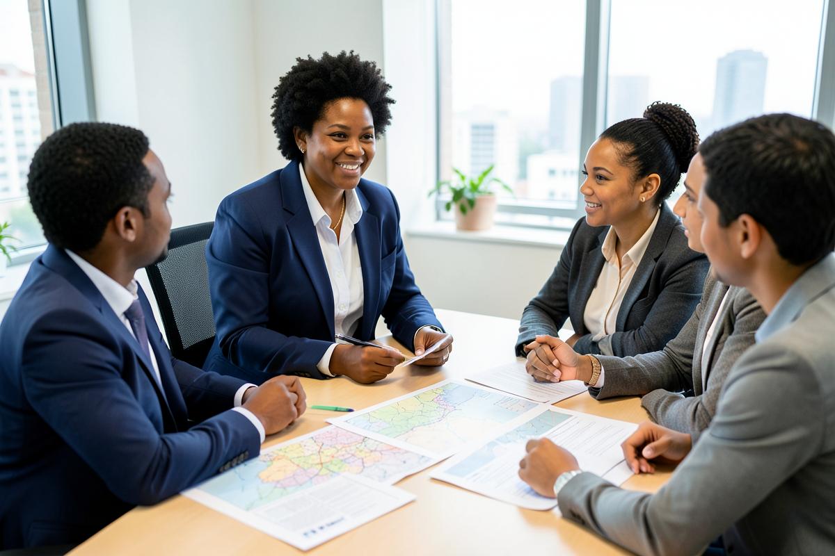 Caribbean professionals at work on sales strategy for METAMO