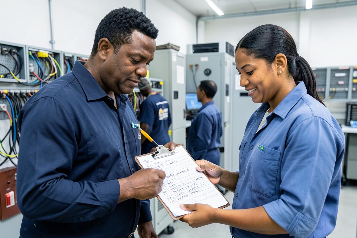 Caribbean professionals at work on data centre & backup hardware for TECH GIANT