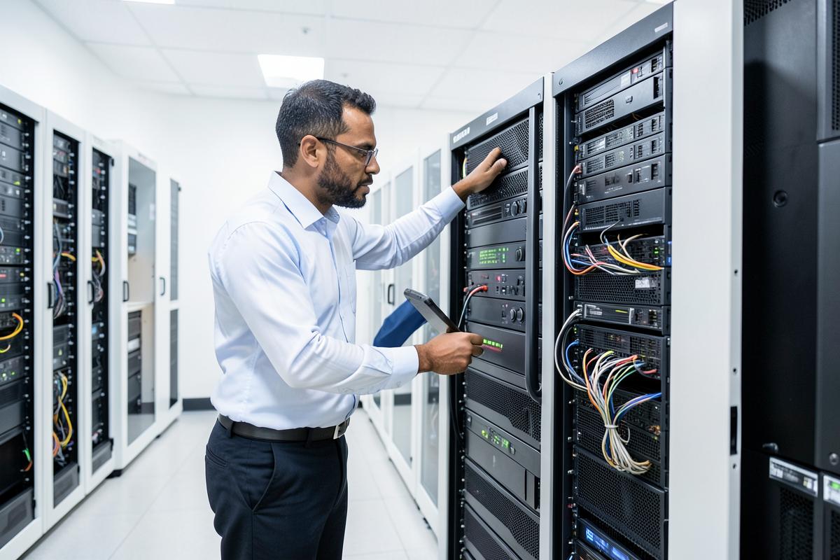 Caribbean professionals at work on servers & compute infrastructure for TECH GIANT
