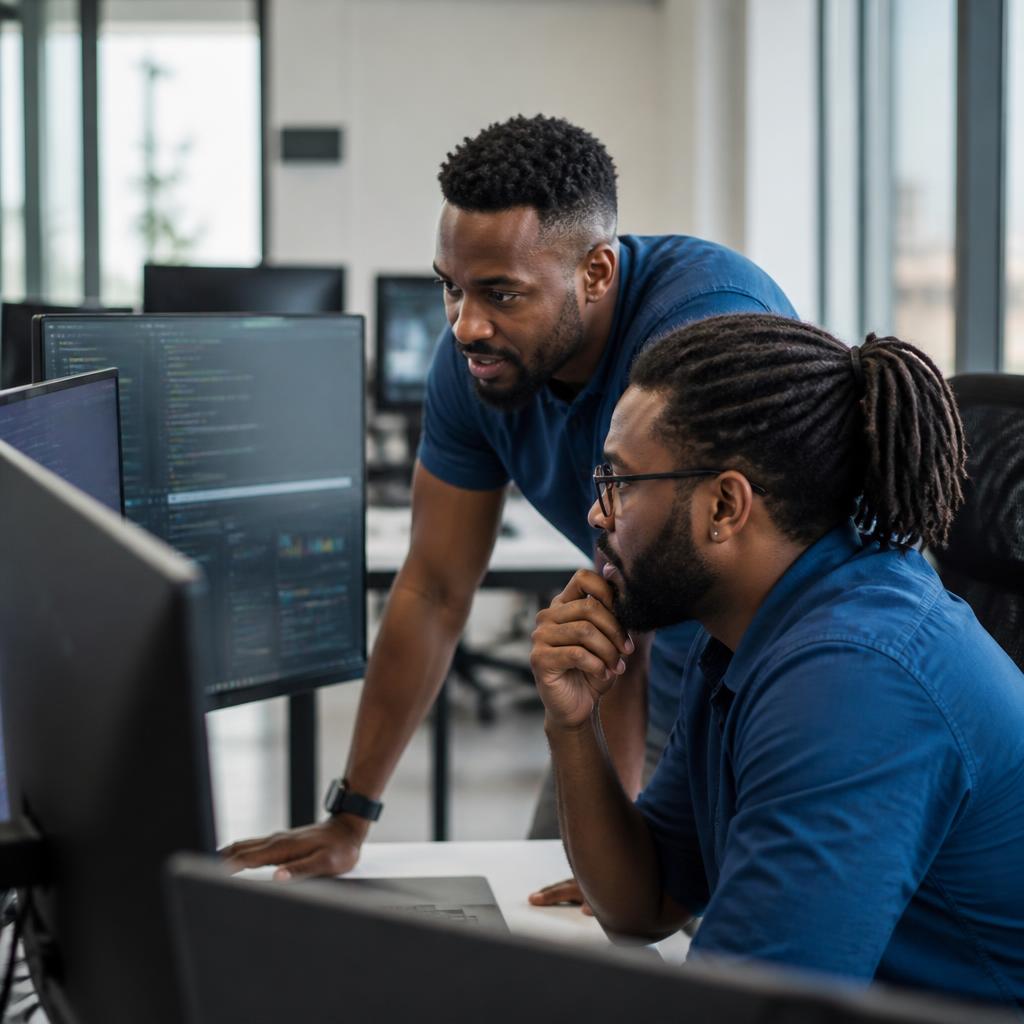Systems specialists working in a technical environment